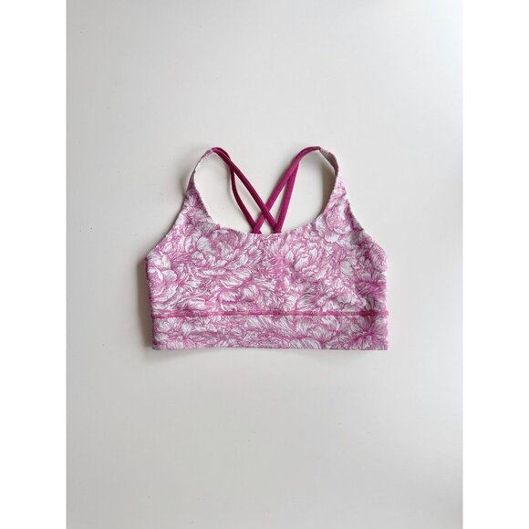 LULULEMON Energy Floral Bloom White Star Ruby Long Line Sports Bra, Size 12 - Picture 6 of 16